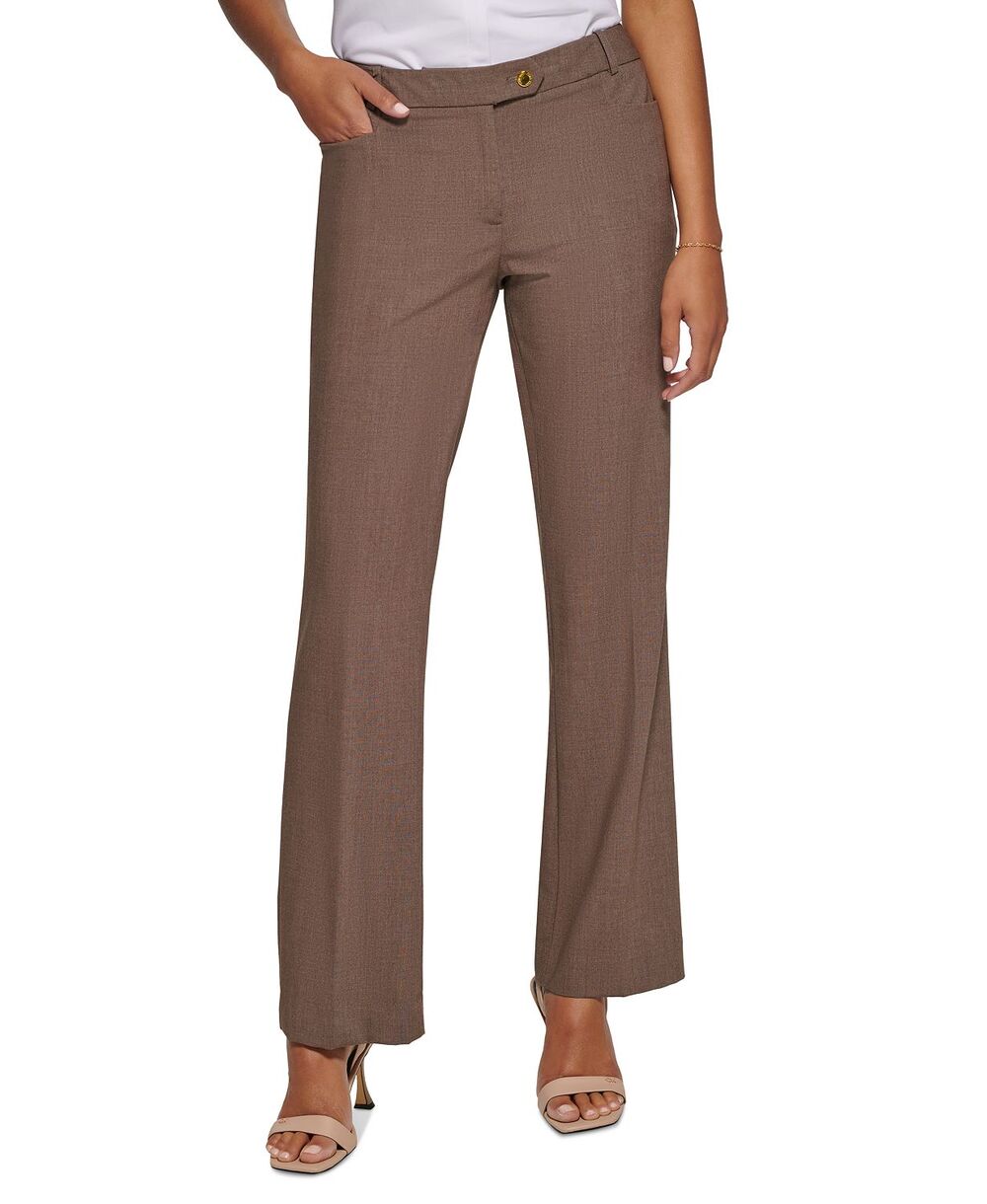 Calvin Klein Women's Modern Fit Trousers Heather Taupe Brown Tan NEW Size 4